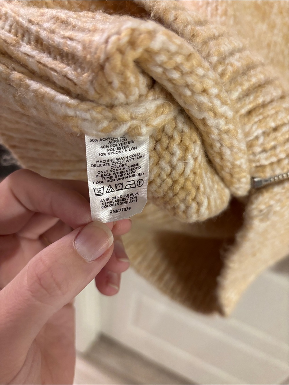 Ann Taylor Zip-Front Turtleneck Sweater - Cream - Picture 5 of 6